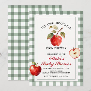 Invitation Pomme de nos yeux Baby Shower Carreau Vert