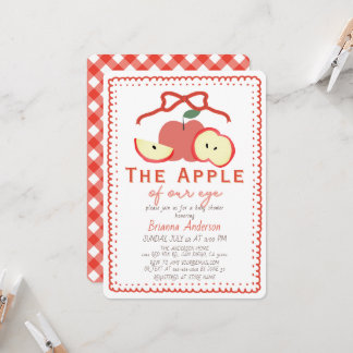 Invitation Pomme de Nos Yeux Fille au Ruban Rouge Baby Shower