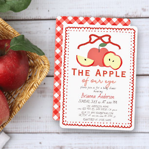 Invitation Pomme de Nos Yeux Fille au Ruban Rouge Baby Shower