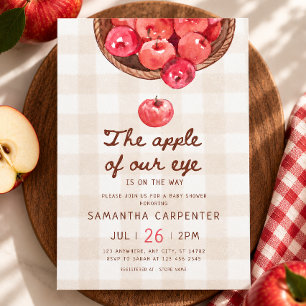 Invitation pomme de nos yeux paniers en vichy baby shower
