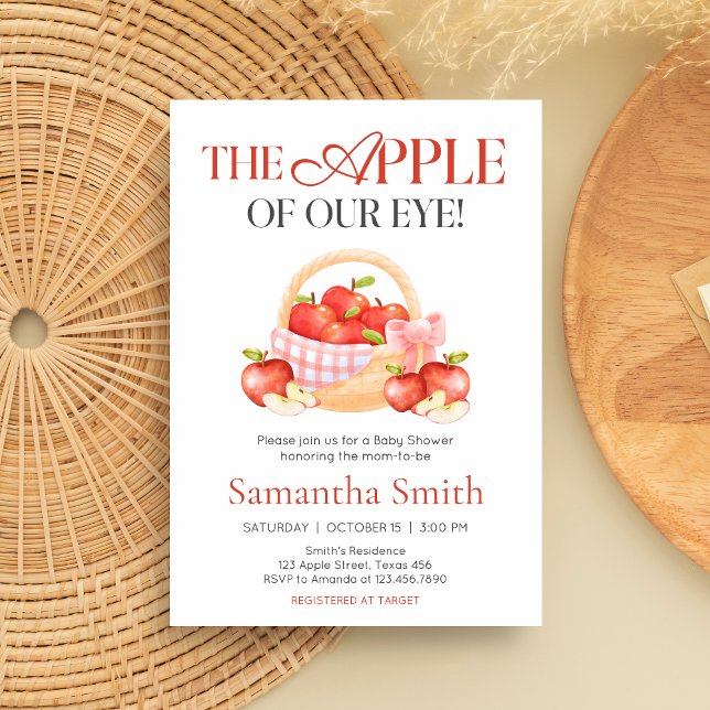 Invitation Pomme de notre Baby shower oculaire (The Apple of Our Eye Gingham Baby Shower Invitation)