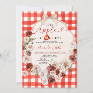 Invitation Pomme de Notre Baby shower Oeil En vichy Bow Rouge