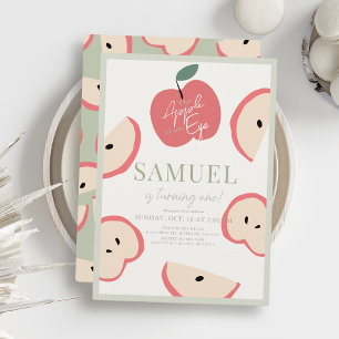 Invitation Pomme de notre Garçon Vert Oeil 1er anniversaire