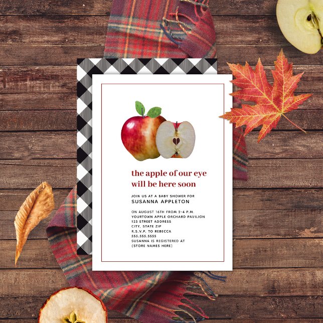 Invitation Pomme De Notre Oeil Automne Baby shower Plaid Auto (Créateur téléchargé)