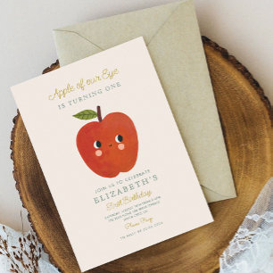 Invitation Pomme de notre oeil mignon Apple 1er anniversaire