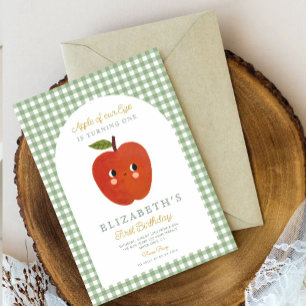 Invitation Pomme de notre oeil mignon Apple 1er anniversaire
