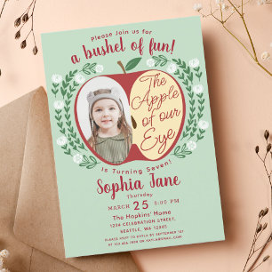 Invitation Pomme de notre oeil mignon Enfants Photo Anniversa