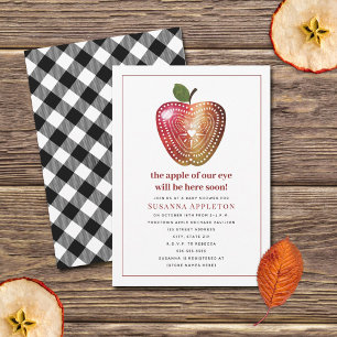 Invitation Pomme De Notre Oeil Plaid Baby shower D'Aquarelle