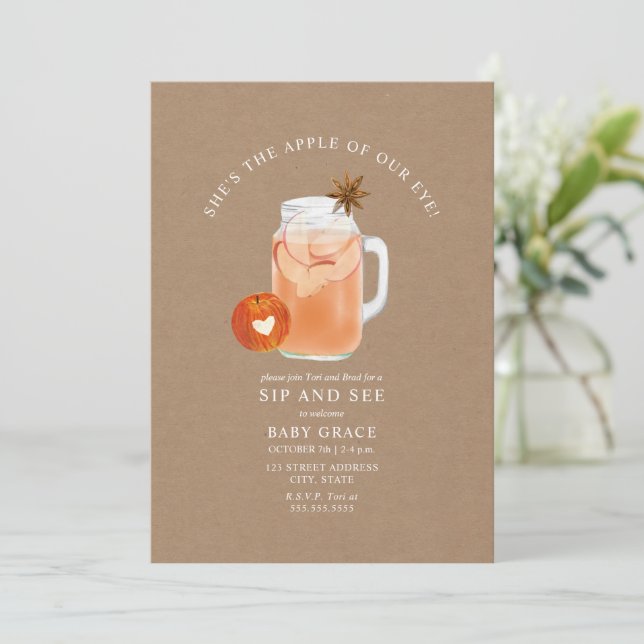 Invitation Pomme De Notre Oeil Sip Et Voir Cider Cardstock (Debout devant)