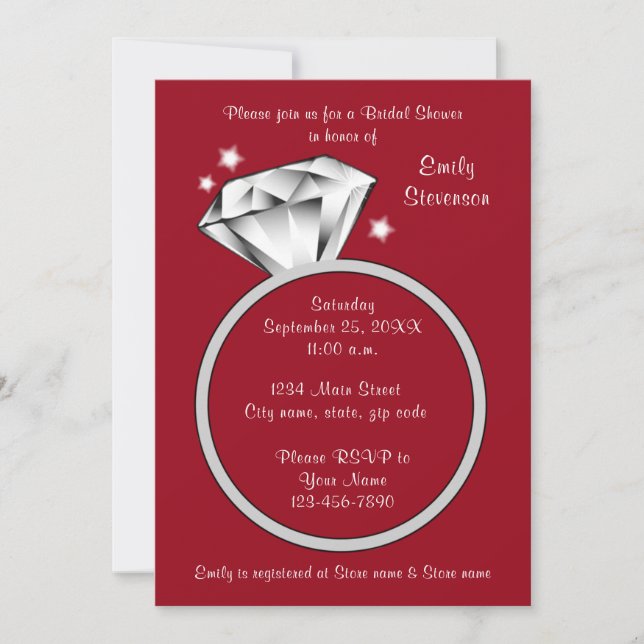 Invitation Pomme rouge bague diamant nuptiale douche Invitati (Devant)