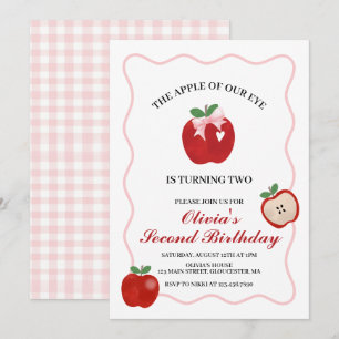 Invitation Pomme Ruban Rose preppy Coquette 2e anniversaire