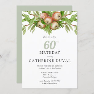 Invitation Pommes d'aquarelle ayant des branches d'anniversai