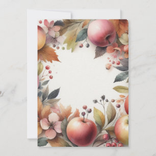 Invitation Pommes d'automne avec monogramme en aquarelle coul
