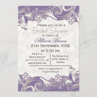 Invitation Pommes florales violettes printemps douche nuptial