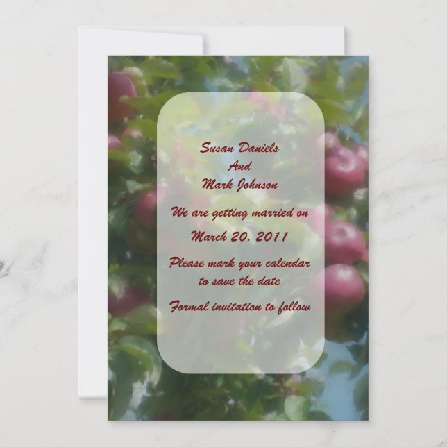 Invitation Pommes Rouges Sur L'arbre Mariage Sauvegarder La D (Devant)
