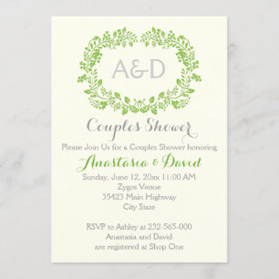 Invitation Pommes vertes initiales mariage couples douche