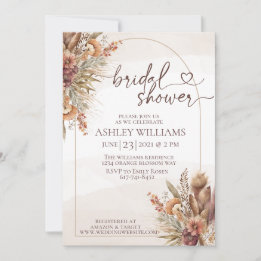 Invitation pompas à fleurs herbe boho nuptiale