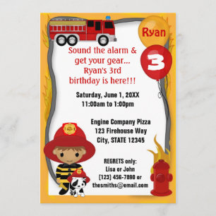 Invitation Pompier de camion pompier Anniversaire de Dalmatie