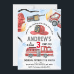 Invitation Pompier individuel Camion Fête d'anniversaire<br><div class="desc">Rejoignez-nous pour une fête pleine d'action avec notre Pompier personnel Invitation fête d'anniversaire! Cette invitation est parfaite pour les petits héros qui rêvent de sauver la journée. Personnalisez les détails pour correspondre au thème de votre fête et préparez-vous à un panier d'anniversaire éclatant. Sonnons les sirènes et faisons des souvenirs...</div>