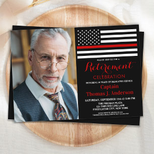 Invitation Pompier moderne - Retraite photo personnalisée