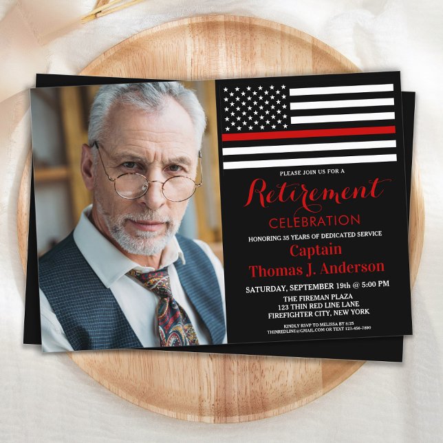 Invitation Pompier moderne - Retraite photo personnalisée (Créateur téléchargé)