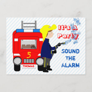 Invitation Pompier Moteur d'incendie Fête à thème pour enfant