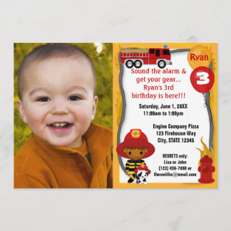 Invitation Pompier Pompier Dalmatien Anniversaire FFP03A