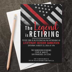 Invitation Pompier Retraite Ligne Rouge Flag Flaman