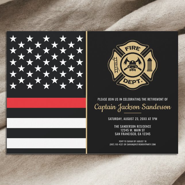 Invitation Pompier Retraite Service d'incendie pompier (Firefighter Retirement Fire Department Fireman Invitation)