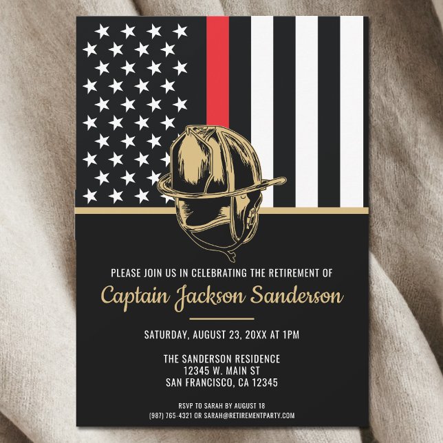 Invitation Pompier Retraite Service d'incendie pompier (Firefighter Retirement Fire Department Fireman Invitation)