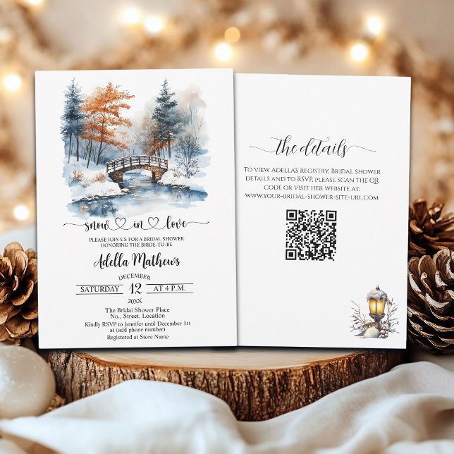 Invitation Pont dans la Fête des mariées Forêt neige en amour (Créateur téléchargé)