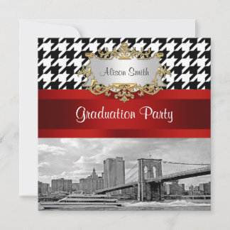 Invitation Pont de Brooklyn Quadrillé Noir et Blanc Diplôme