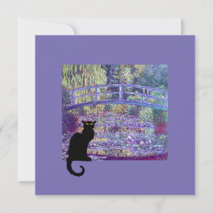 Invitation Pont japonais Monet et chat noir