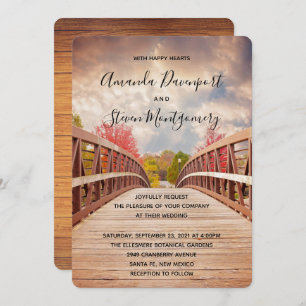 Invitation Pont rustique en bois dans le Mariage campagnard