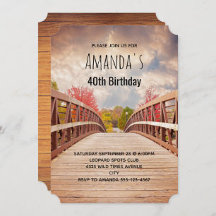 Invitation Pont rustique en bois dans le pays Anniversaire