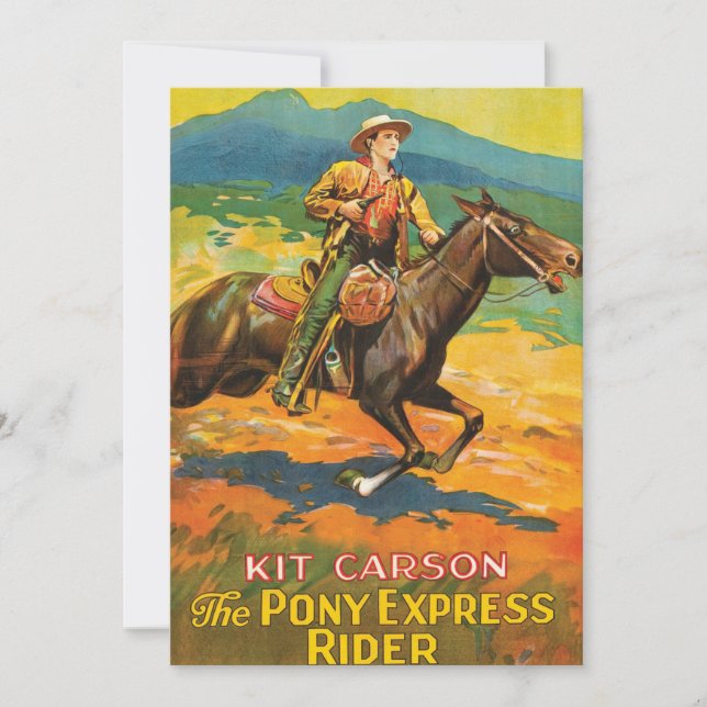 Invitation Pony Express 🌄 Kit Carson Historic Cowboy vintage (Devant)