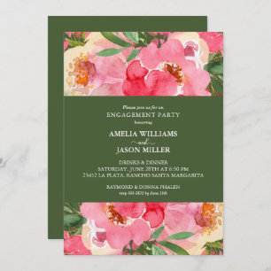 Invitation Pony rose Fleur d'engagement