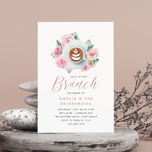 Invitation Pony rose floral & Café Bridesmaids Brunch