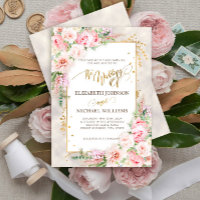Pony rose Floral Gold Script & Frame