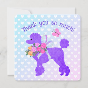 Invitation Poodle violet filles Merci