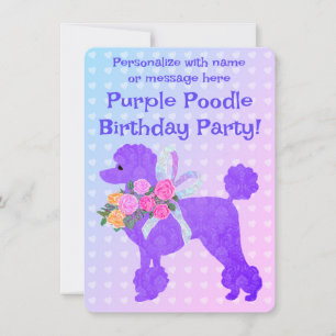 Invitation Poodle violet Girls Anniversaire Échantillon Invit