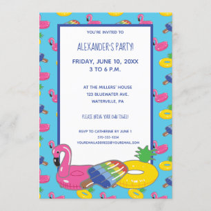 Invitation Pool Float Patterned Pool Party Personnalisé