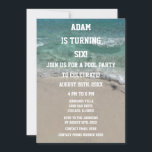 Invitation Pool Party 6Anniversaire Sixième Plage Art Cool<br><div class="desc">Imprimé avec l'image arrière - plan de l'arrière - plan d'eau artistique et des modèles de texte personnalisés que vous pouvez modifier et customiser! Vous pouvez aussi changer le modèle d'âge si vous voulez célébrer un autre anniversaire d'âge!</div>