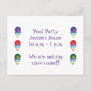Invitation Pool Party avec cônes de neige