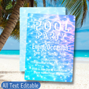 Invitation Pool Party Beach Party Summer Party chic moderne
