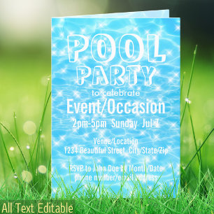 Invitation Pool Party Beach Party Summer Party Water Textures