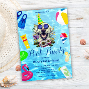 Invitation Pool Party Chien Anniversaire