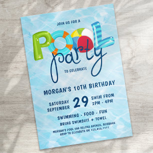 Invitation Pool Party fête d'anniversaire de KId
