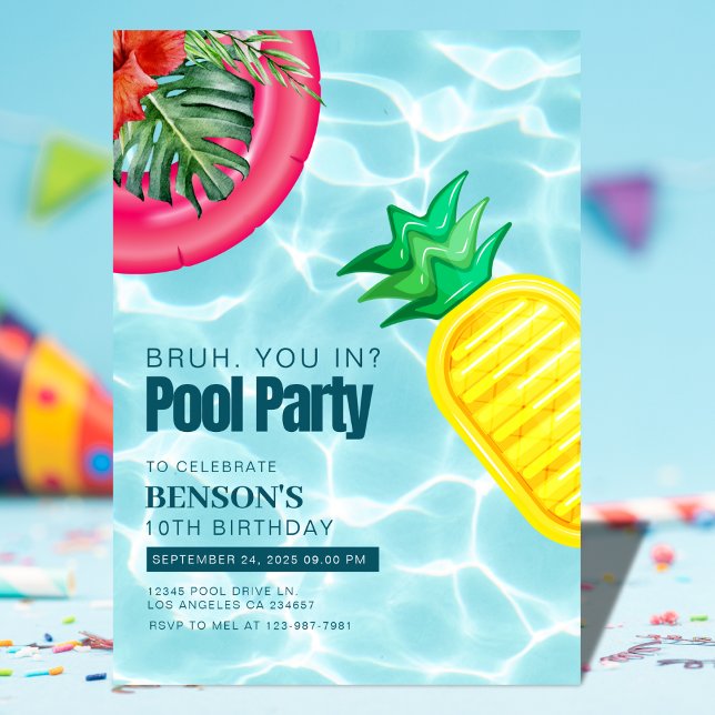 Invitation Pool Party Fête d'anniversaire pour enfants (Créateur téléchargé)