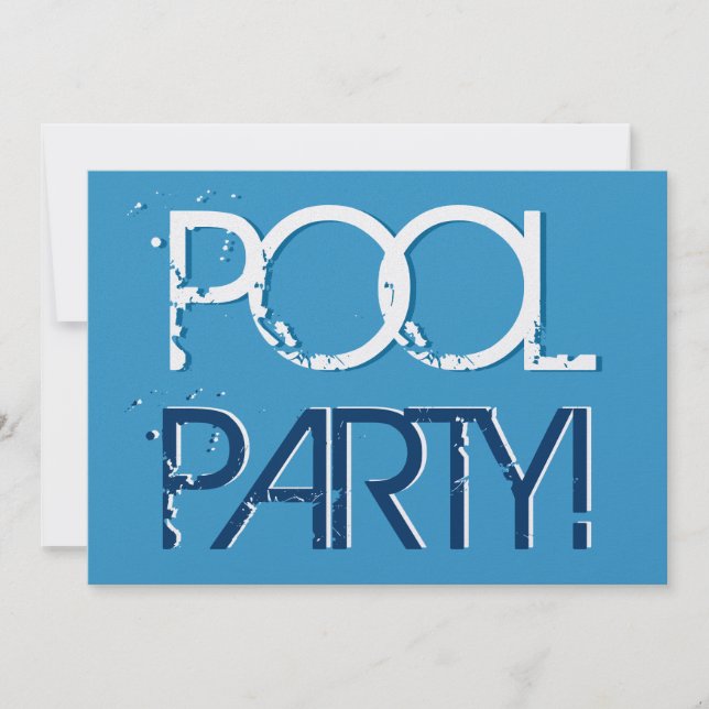 Invitation Pool Party for Birthday ou BBQ Premium Metallic (Devant)